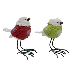 Transpac Resin Bird Puffy Coat Set of 2 Decorative Figurines for Christmas Green Tabletop Indoor Decor and Gifts - 1 of 1