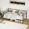 Tangkula Twin Size Metal Daybed Frame Home Modern 2-in-1 Sofa Bed with Under-bed Storage & Railings Heavy-duty Metal Slats Platform Bed White/Black - 2 of 4