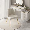 Barbara Contemporary Velvet Vanity Stool Morden Accent Side Chairs for Living Room with Shell Back and Golden Metal Legs | ARTFUL LIVING DESIGN - 2 of 4