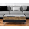 HomeRoots 47" White Black and Brown Faux Marble And Wood Lift Top Coffee Table With Drawer And Two Shelves - 2 of 4