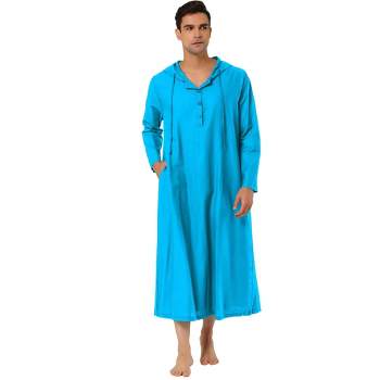 Lars Amadeus Men\'s Banded Collar Henley Pajamas Nightgown : Target