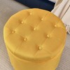 Sapphtopaz Round Storage Ottoman Upholstered Footstool with Wood Legs and Flip-Top Lid for Living Room, Bedroom, Entryway - 2 of 4