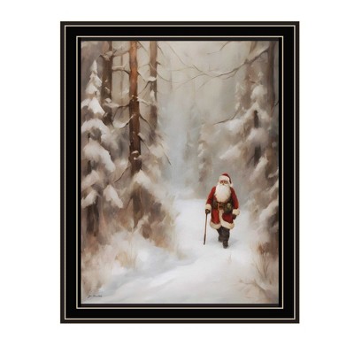 HomeRoots Santa's Winter Stroll Black Framed Wall Art