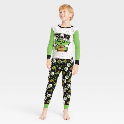 Boys' LEGO Star Wars: The Mandalorian The Child 2pc Snug Fit Pajama Set with Slippers - Black/Green