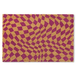 TOWN & COUNTRY TERRA Emmett Groovy Checkerboard Outdoor Door Mat, Natural Coir, Heavyweight, Non-Slip Entryway Mat - 1 of 4