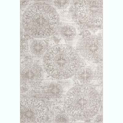 Reversible Easy-Care Gray and White Synthetic Area Rug 6'1" x 9'
