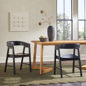 Saracina Home Set of 2 Modern Solid Wood Rounded Back Dining Chair - 1 of 4