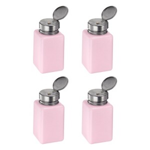 Unique Bargains Makeup Remover Nail Polish Push Down Alcohol Dispenser Bottles 4 Pcs 180ML(6oz) Pink - 1 of 4