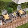Outsunny 3 Piece Adirondack Chair Set of 2, HDPE Folding Fire Pit Chairs and Patio Table, Outdoor Furniture with Slatted Seat, Dark Gray - 3 of 4