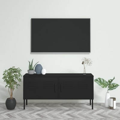 vidaXL TV Stand Black 41.3 in.x13.8 in.x19.7 in. Steel