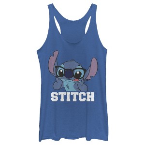 Women's Lilo & Stitch Silly Black Glasses Racerback Tank Top - 1 of 4