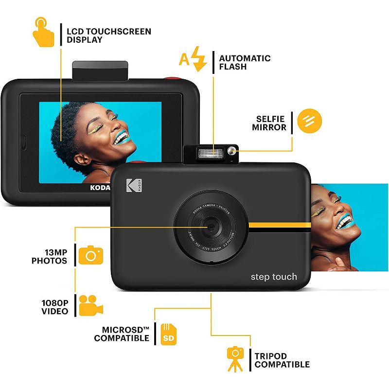 Kodak Step Touch 13MP Digital Camera & Instant Printer with 3.5 LCD Touchscreen Display, 1080p HD Video, 4 of 7