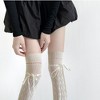 Anna-Kaci Women's Over-the-Knee Knit Socks with Diamond Pattern and Ribbon Bow Detail - 4 of 4