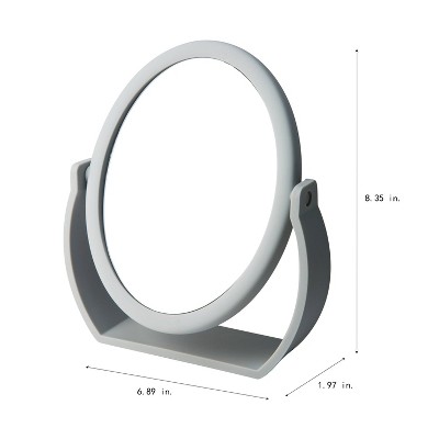 Gray Rubberized 10x Magnification Vanity Mirror