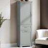 68" Tall Bathroom Storage Cabinet Wooden Floor Cabinet with 2 Different Size Drawers Freestanding Cupboard,Adjustable Shelf - Leovsnove - 2 of 4