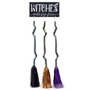 The Lakeside Collection Witches Ride for Free Sign with Brooms - 1 of 3