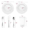 Smarty Had A Party White w/ Silver Rim Blossom Plastic Wedding Set - 60 Sets - 2 of 4