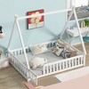 VASIP Twin Tent-Shaped Floor Bed with Guardrails and Support Slats, for Kids' Room ,Gray - 3 of 4