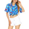 LA LEELA Women's Beach Funny Santa Claus Party Shirt Blouse Short Sleeve Tops Shirts Hawaiian Christmas Tree Blouses for Women - image 2 of 4