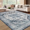 Acekool Machine Washable Vintage Area Rug, Distressed Non-Slip Soft Accent Carpet, Stain-Resistant, Low Pile, Blue, Size2x6 - 2 of 4
