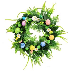 18 Inch Easter Wreath for Front Door, Spring Wreath with Colorful ...