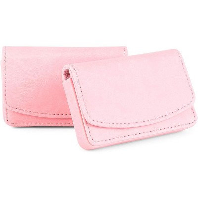 Okuna Outpost 2-Pack Pink Leather RFID blocking Wallet Magnetic Business Card Holder for Women