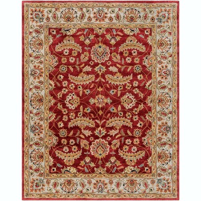 Mark & Day Cochrane 7'6"x9'6" Rectangle Tufted Indoor Area Rugs Dark Red: Wool, Stain-Resistant, Traditional, Floral Pattern