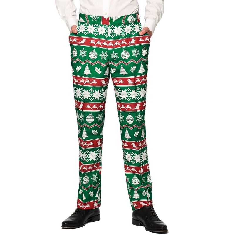 Suitmeister Men's Christmas Suit - Christmas Green Nordic - Green, 4 of 6