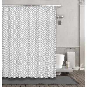 Kate Aurora Gray & White Durable Cotton Blend Chevron Chic Fabric Shower Curtain - 70 in. W x 72 in. L - 1 of 1
