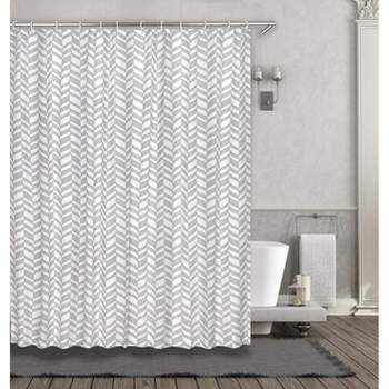 Kate Aurora Gray & White Durable Cotton Blend Chevron Chic Fabric Shower Curtain - 70 in. W x 72 in. L