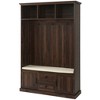 TIRAMISUBEST 3-in-1 Design Hall Tree with 3 Hooks , Modern Coat Hanger with Open Storage, Entryway Bench with 2 Drawers and Cabinets - 3 of 4