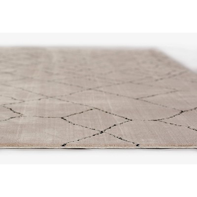 Ivory and Black Rectangular Synthetic Area Rug, 2' x 3'