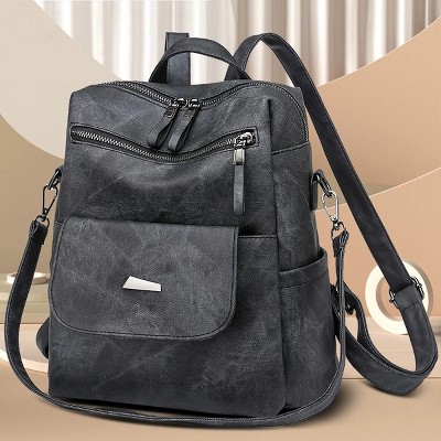 DOMETOUR PU Leather Backpack For Women Convertible Ladies Fashion Casual Large School Shoulder Bags