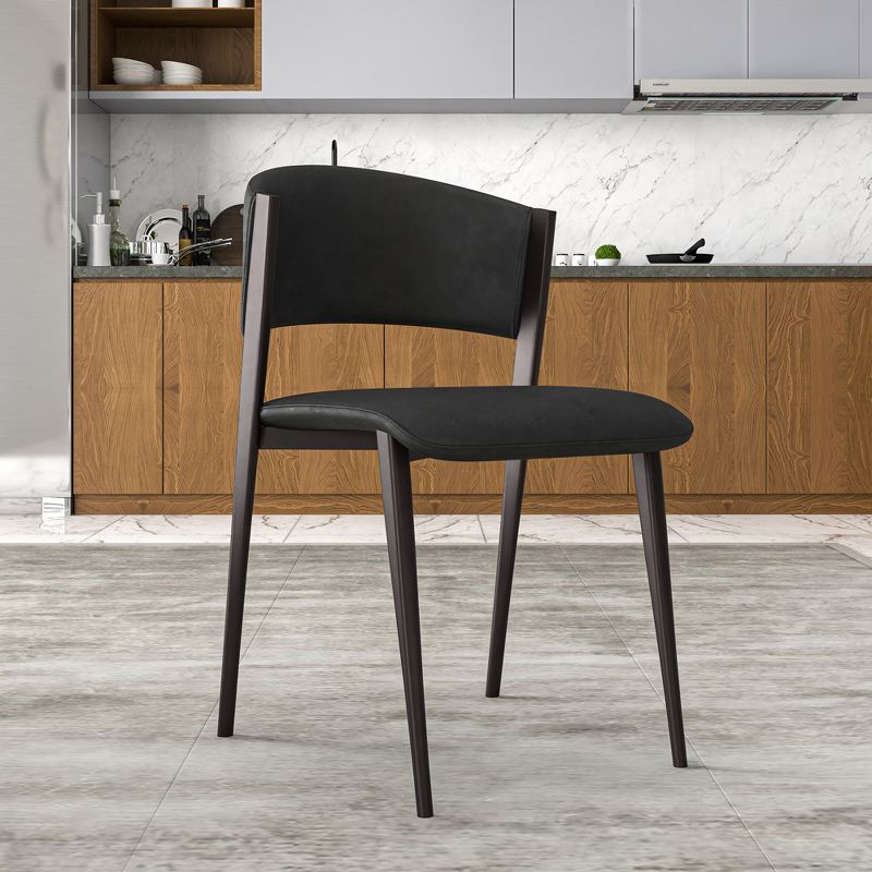 LeisureMod Aspen Modern Dining Chairs, Upholstered Leather Kitchen Room Chairs, with Metal Legs, Stylish and Ergonomic Design, 2 of 9