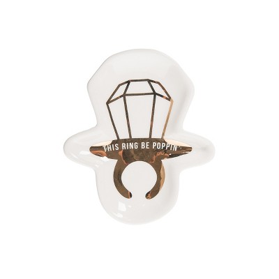 Totalee Gift This Ring Be Poppin Trinket Tray Ceramic White
