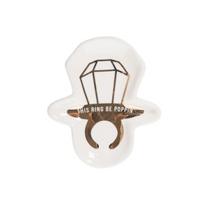Totalee Gift This Ring Be Poppin Trinket Tray Ceramic White - 1 of 3