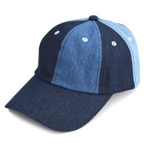 FRENCH CONNECTION Classic Denim Colorblock Baseball Cap with Adjustable Strapback Closure - All Day Comfort Cap - 1 of 4