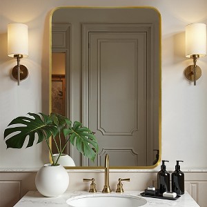 Spassway 38"H x 26"W Rectangle Decorative Aluminum Alloy Mirror Art Designs for Living Room Bedroom Entryway Office Home Black/Gold/Sliver Available - 1 of 4