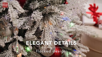 9ft Flocked Noble Fir Pre-Lit Christmas Tree with Multicolor LED Lights