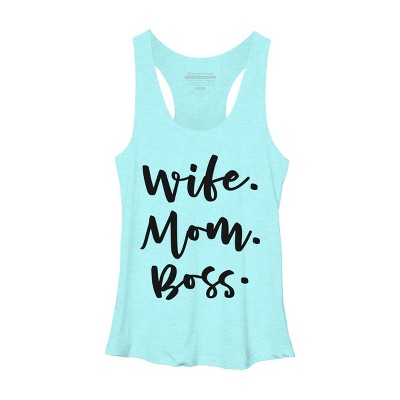 Women's Design By Humans Wife. Mom. Boss. By TheBlackCatPrints Racerback Tank Top