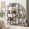 67'' Round Industrial Bookshelf with Metal Frame, Freestanding 6-Tier Shelf Unit for Living Room, Bedroom or Office-3irtyhousy - 2 of 4