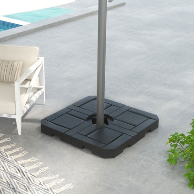 Black Fillable Plastic Patio Umbrella Base Weights Set