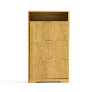ACEPANO 31.6 in. W Freestanding Concealed Shoe Cabinet with 3 Flip-Top Drawers for Entryways & Hallways-Natural - 1 of 4