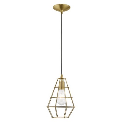 Urban Mini 1-Light Indoor/Outdoor Pendant in Antique Brass