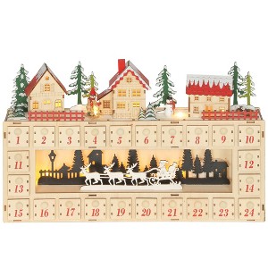SEVOBAL Decorative Holiday Scene Props House Village Advent Calendar Festive Countdown Display, Gold, 15.75"*4.72"*12.99" - 1 of 4