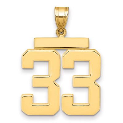 Black Bow Jewelry 14k Yellow Gold, Athletic Collection, Large Polished Number 33 Pendant