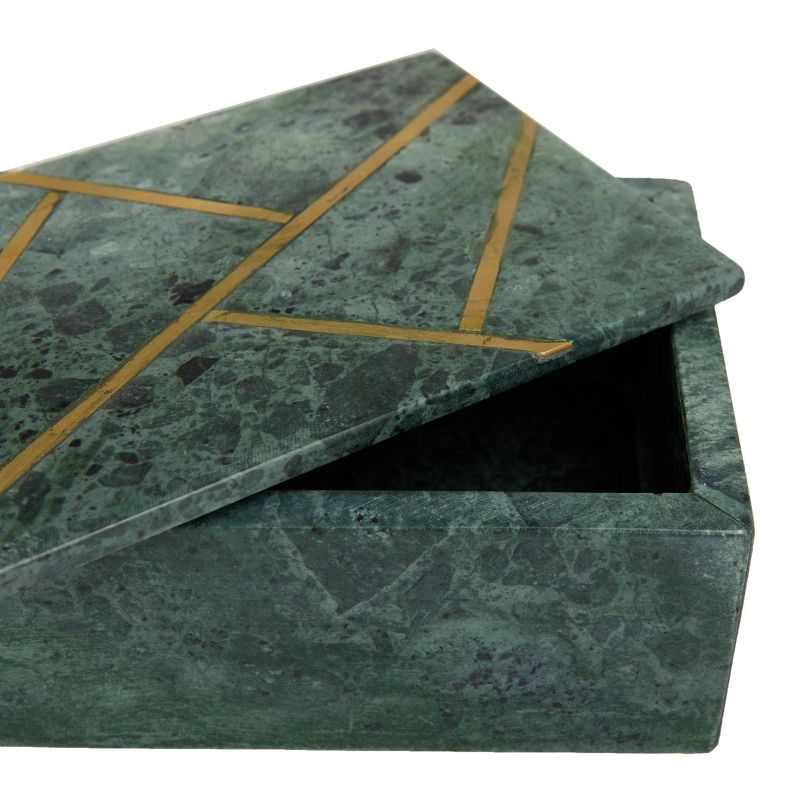 Set of 3 Marble Box with Gold Linear Lines Green- Olivia &#38; May, 3 of 8