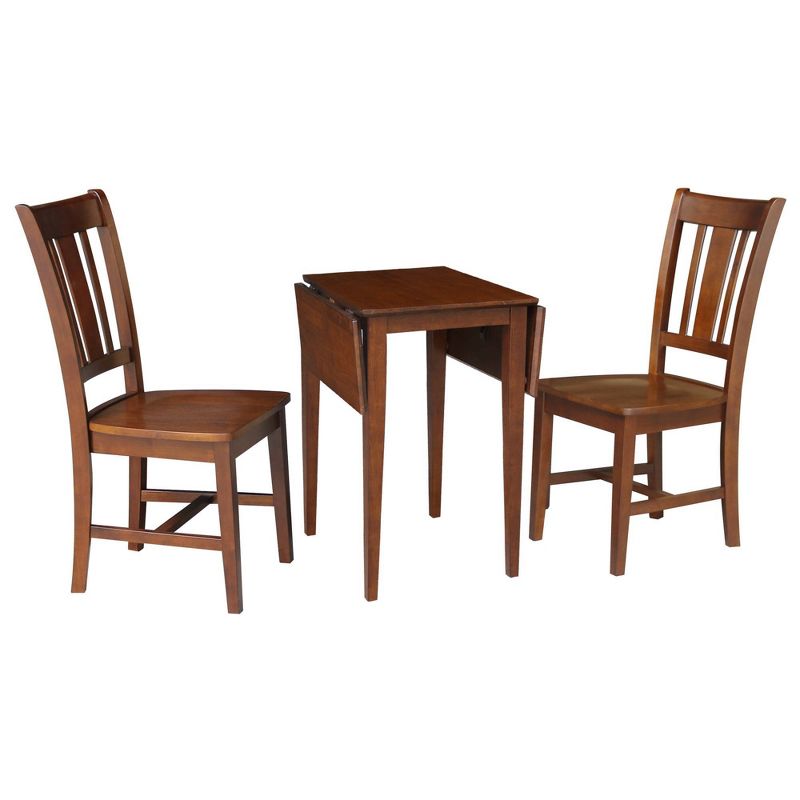 Small Dual Drop Leaf Dining Table with 2 San Remo Splat Back Chairs Espresso - International Concepts, 5 of 8