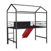 PAGED Twin Size Loft Bed, House Shaped Metal Bed Frame with Blackboard, Slide and Ladder for Bedroom - 3 of 4