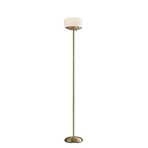 Jessica 300W Torchiere Antique Brass - Adesso: ETL Listed, Dimmable Glass Shade, Metal Body, No Tools Assembly - 1 of 3